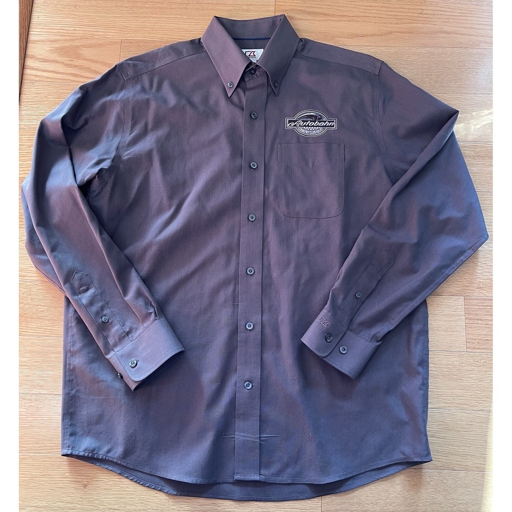 Cutter & Buck Grey Long Sleeve Button Down Shirt Autobahn Mens Size S